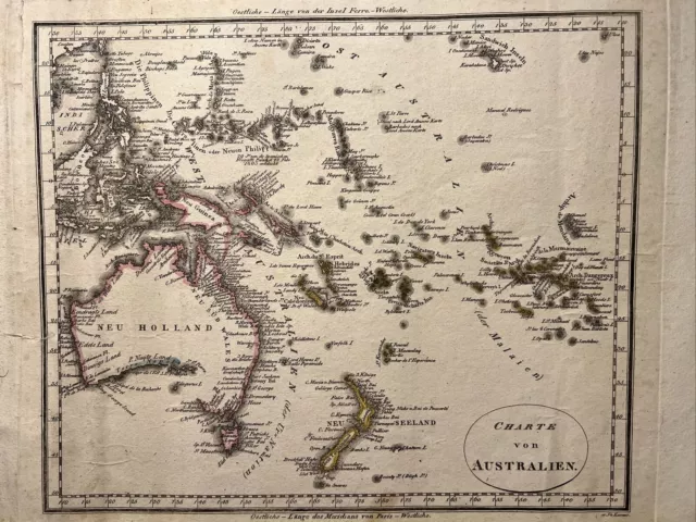 Mappa antica originale Mappa Australia Antiquarian incisione su rame retrò