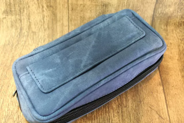 PFEIFENTASCHE - Lederoptik jeansblau - mit Vortasche + Schlaufe - NEU - 632015