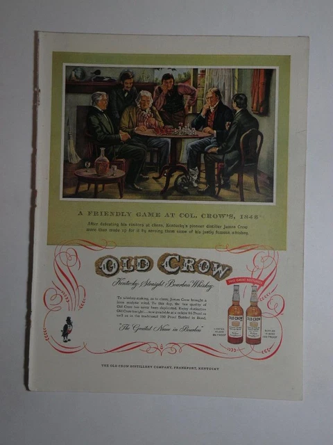 Magazine Ad* - 1954 - Old Crow Whiskey - A Friendly Game