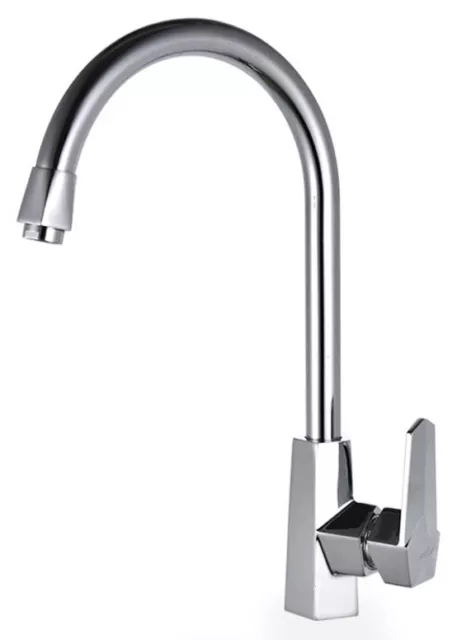 Chrome Kitchen Taps Sink Mono Bloc Single Lever Swivel Spout Modern Mixer Tap