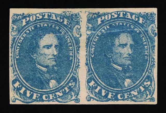 Genuine Confederate Csa Scott #4 Pair Stone-2 Plated To Postion 12-13 Mint Ng