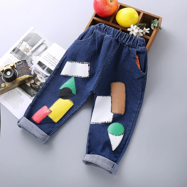 2PCS 1-4Years Infant Baby Girl Boy Kid Cartoon Denim Pants Trousers Clothes Kids