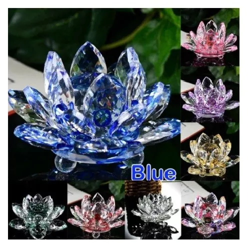 Large All Colours Crystal Lotus Flower Ornament Crystocraft Home Decor_Uk Fast