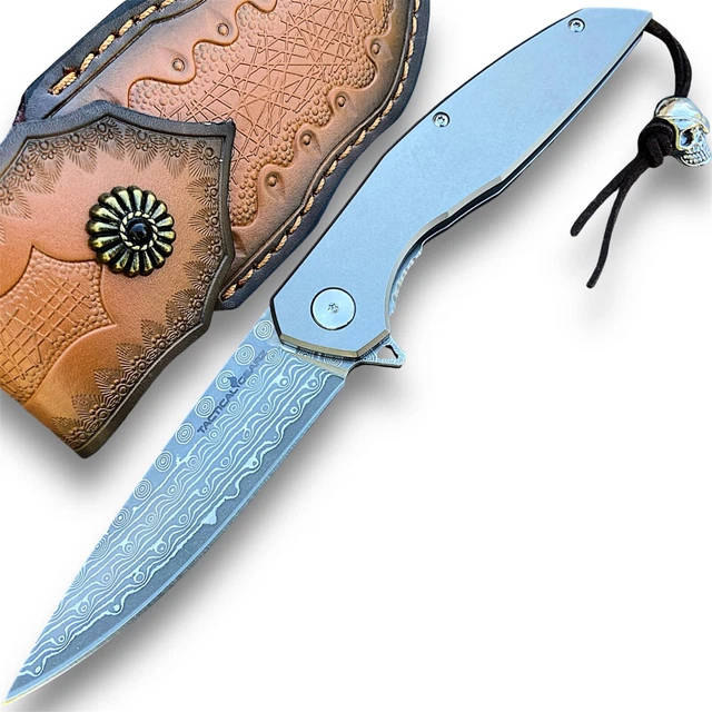 Tacticalgearz TG Saint XT Folding Knife – Damascus Steel Blade & Solid Titanium Handle!