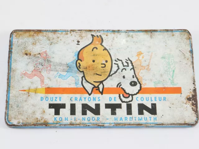 Boite de crayons de couleur TINTIN Koh-I-Noor / Hardmuth en tôle de 1960