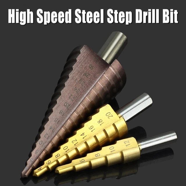 1/2/5 Pack HSS Step Cone Drill Titanium Bit 1/4" Shank Metal Hole Cutter