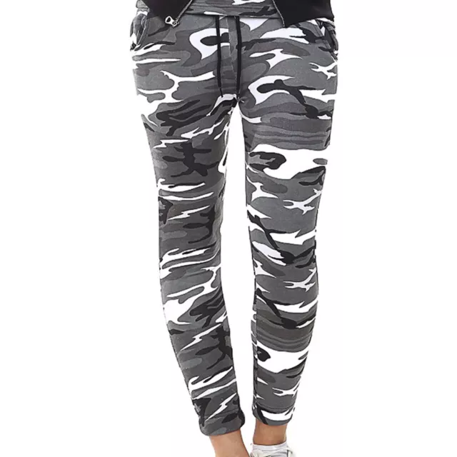 UK Womens High Waist Camouflage Joggers Trousers Ladies Casual Camo Cargo Pants