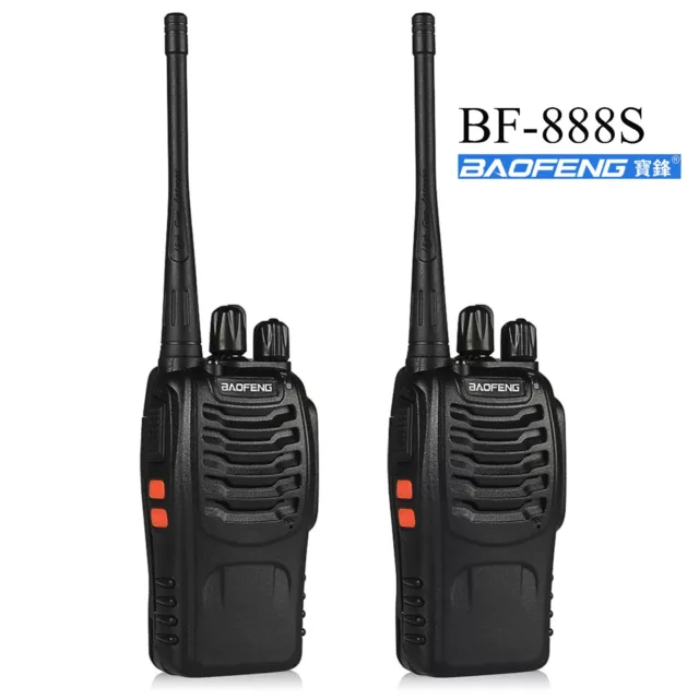 BAOFENG BF-888S UHF WALKIE TALKIES 400-470MHz RADIO RICETRASMITTENTE 2 PEZZI NEW