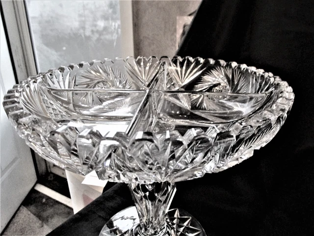 American Brilliant Large Comport with Extra Fine Stem 4