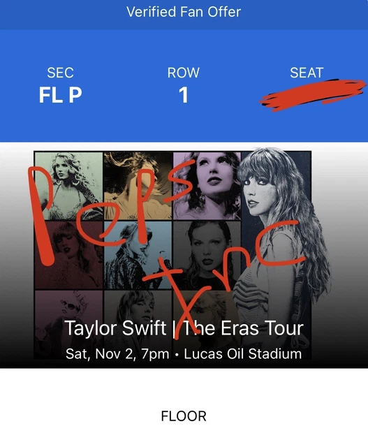 TAYLOR SWIFT THE Eras Tour Indianapolis 2024 2 Tickets Section D 4th