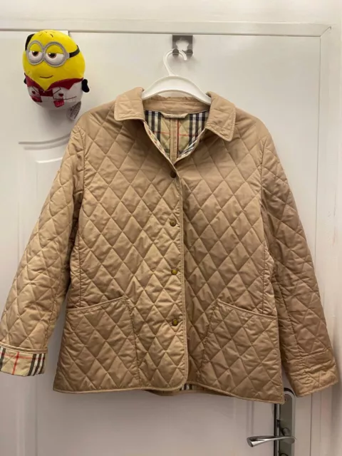 BURBERRY LONDON Classic Quilted Beige Jacket with Nova Check  sz L