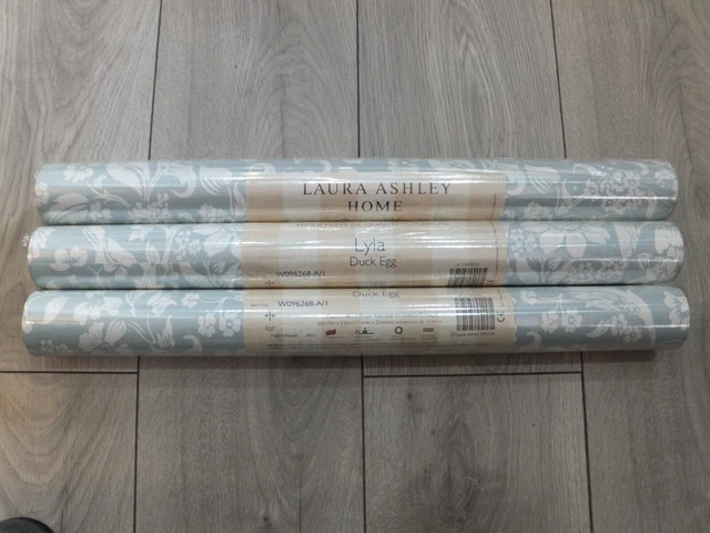 LAURA ASHLEY Lyla Duck Egg Wallpaper 3 X Roll Batch No: W096268-A/1