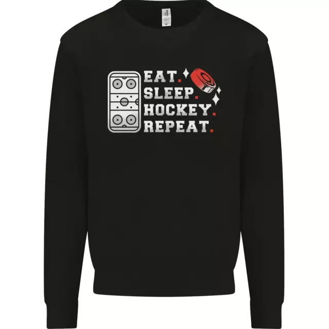 Eat Sleep Hockey Repeat Ice Street Funny Kids Sweatshirt Jumper