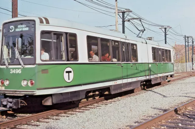 Original Trolley Slide MBTA Brookline Massachusetts #3496 02/1980 Slide #6