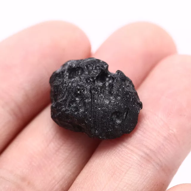 1X Tektite Meteorite Raw Specimen Mineral Rock Iron Stone Rough  Blac ZT