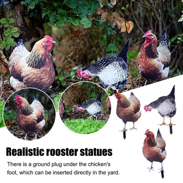 Realistic Rooster Statues Acrylic Garden Sculptures Chicken & Statues C2Q6
