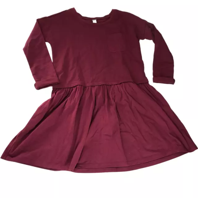 Tea Brand Red Maroon Girl's Dress Size Girl's 10.  Round Neck Long Sleeve Cotton