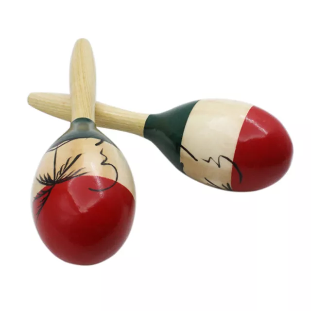 Pair of Wooden Large Maracas  Shakers Rattles Sand Hammer  for Kids B2A1