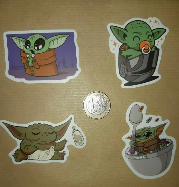 4 Sticker Grogu Bébé Yoda Mandalorian Star Wars Disney  PVC Waterproof  NEUF n°8