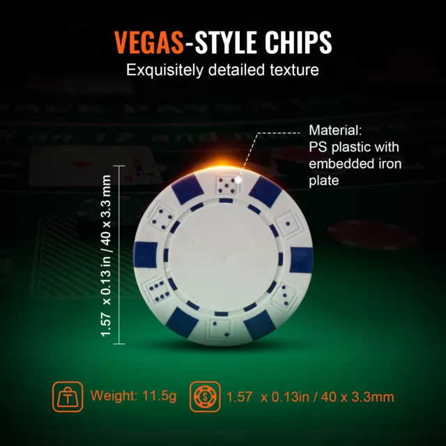VEVOR 200 Piezas Juego de Póquer con Fichas de Póquer 40x3,3mm Estuche de Póquer 3