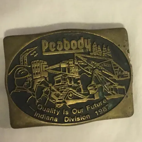 Peabody coal co Indiana belt buckle brass 1987 Used 1 of 1700