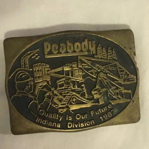 Peabody coal co Indiana belt buckle brass 1987 Used 1 of 1700