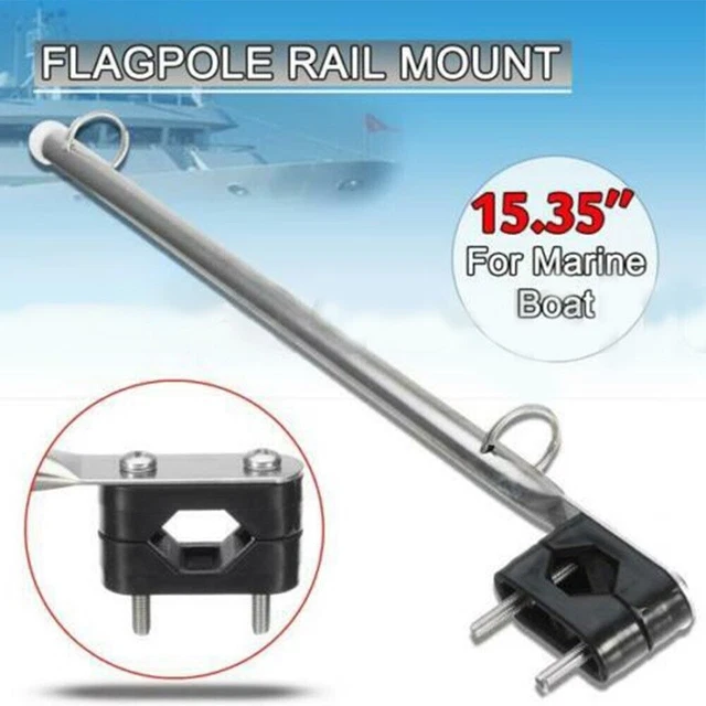 15.35'' Stainless Rail Clamp Flag Staff Pole For Boat Marine Yacht Flagpole XL