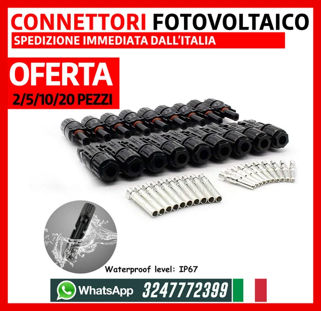 Connettori Per Pannelli Solari - 10 Set Maschio/Femmina | Impermeabili IP67 Per Impianti Fotovoltaici - Foto 8