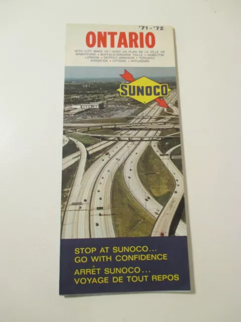 Vintage 1971-1972 SUNOCO ONTARIO Gas Service Station Road Map