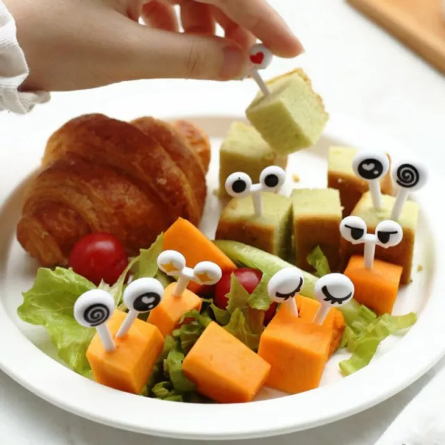 10 piezas/juego de mini pinchos lindos ojos de dibujos animados Kawaii caja de almuerzo bento comida fruta FDZ8
