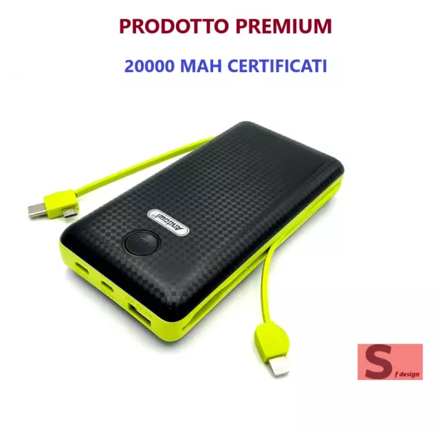 Power Bank 20000 Mah Usb Batteria Esterna Caricabatteria Portatile Universale