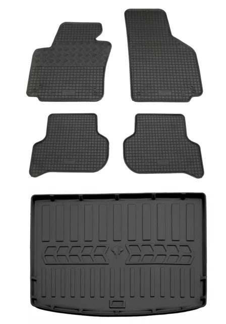 Gummi Fußmatten Kofferraumwanne für VW Golf Plus 2005-2014 Gummimatten Set Wanne