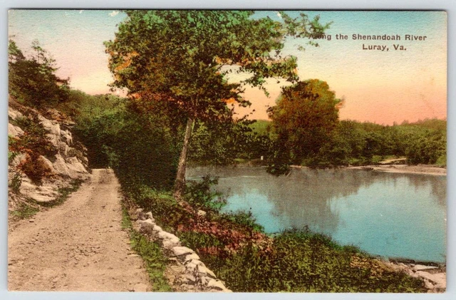 Luray Virginia Va Along The Shenandoah River Hand Colored Albertype Postcard