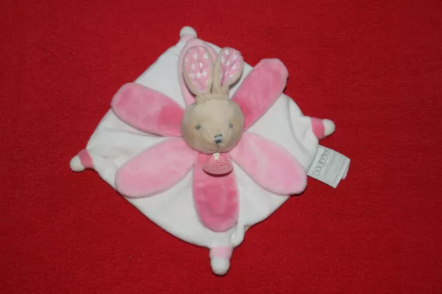 Doudou Et Compagnie Doudou Lapin Plat Mini Rose Blanc Collector Dc2790 Etat Neuf