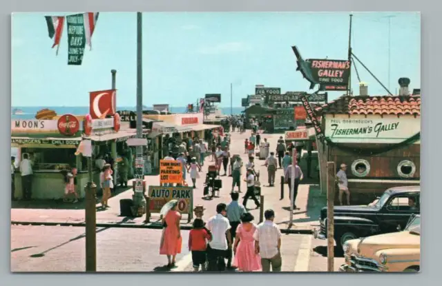 Fisherman's Wharf REDONDO BEACH Pier ~ Vintage Los Angeles Postcard ~1960s