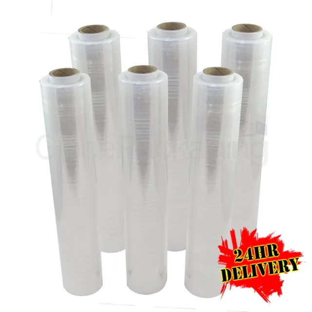 6 x ROLLS OF CLEAR STRONG PALLET STRETCH SHRINK WRAP STD CORE *24HR DELIVERY*
