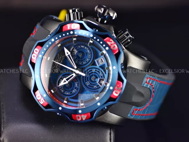 Invicta Men's 52mm Venom Gen III SWISS Chronograph BLUE DIAL Blue/Black SS Watch