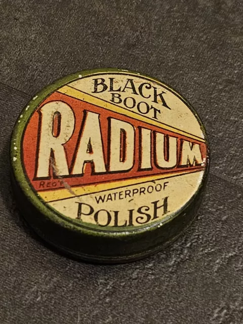 c1930s Radium Boot Polish Advertising Tin c/w Original Contents
