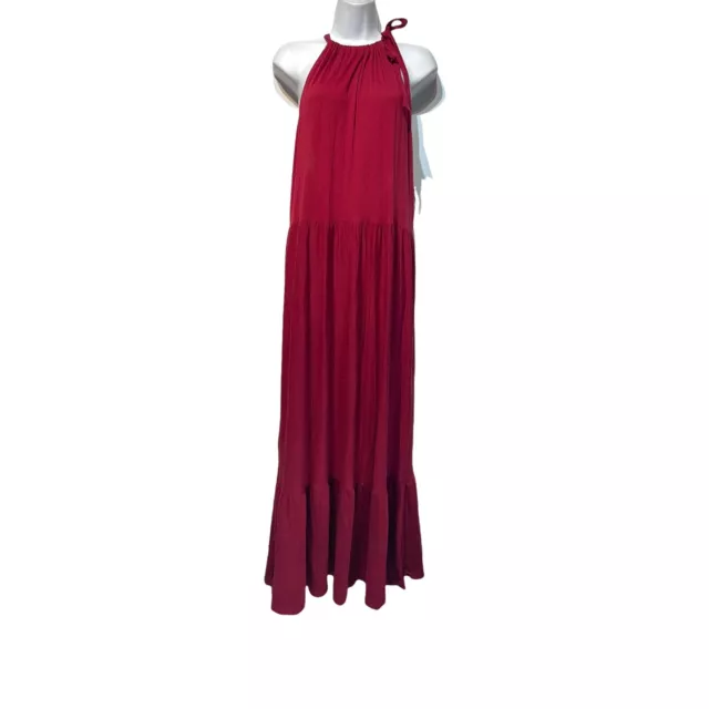 caslon Dark Red tier sleeveless Long maxi dress size S