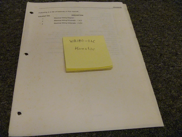 KOMATSU WA180-1LC WHEEL Loader Electrical Wiring Diagram Schematic