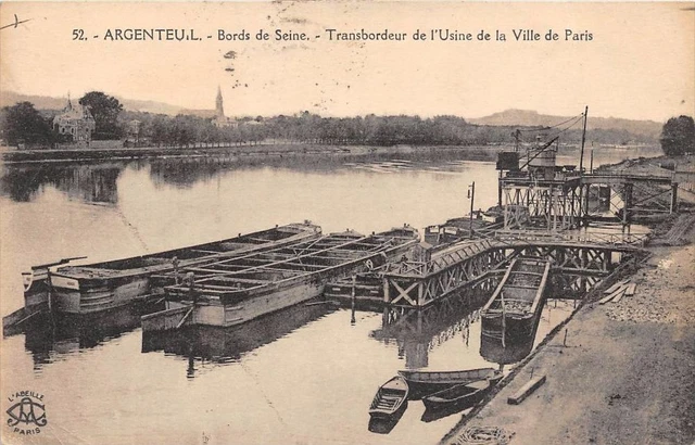 CPA 95 ARGENTEUIL BORDS DE SEINE TRANSBORDEUR DE L´USINE DE LA VILLE DE PARIS (c