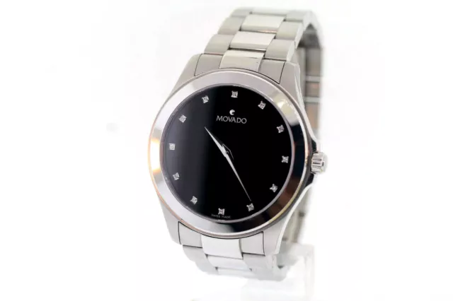 Uomo Movado 0605962 Junior Sport Acciaio Inox Diamante Marcatori Quadrante Nero