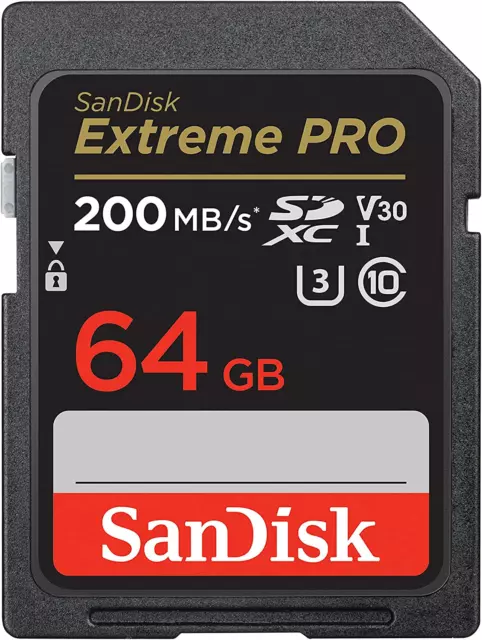 SanDisk 64GB Extreme PRO SD SDXC Memory Card UHS-I U3 4K HD Class 10 200MBs V30