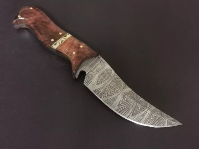 9.5" Custom Hand Made Damascus Steel Skinner Knife Rosewood Handle W/Sheath 8365