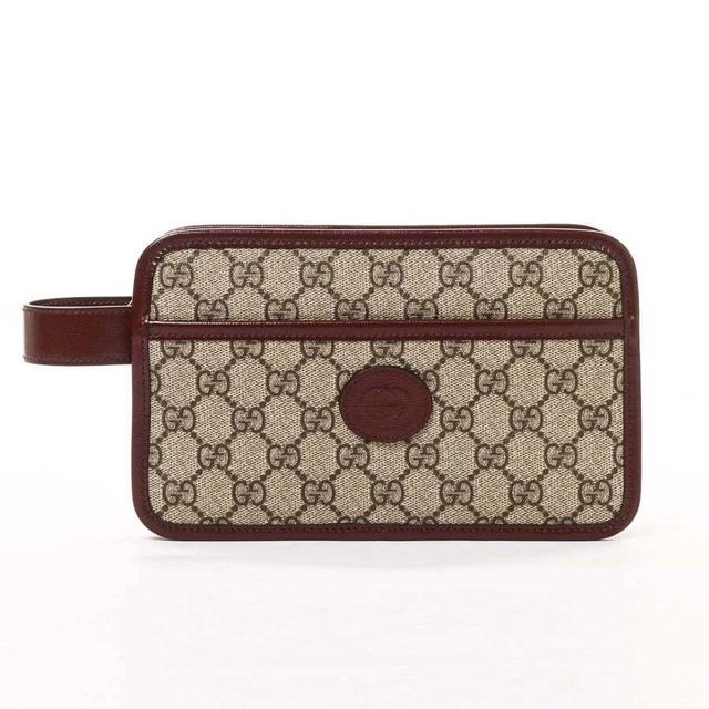 Gucci Tiger Bell Case Handbag GG Supreme 625764 Bordeaux Mens No.2065