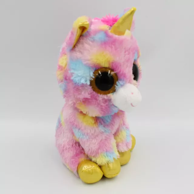 PELUCHE LICORNE ROSE jaune bleu pois Gros yeux brillant Fantasia TY 25695 EUR 15 80 PicClick FR