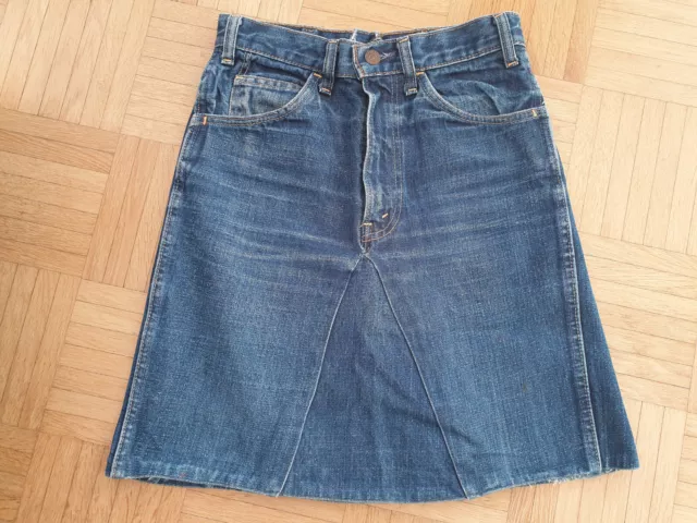 JEANS ROCK aus LEVI'S JEANS genäht Blau Denim VINTAGE 80ger HIPPIE Boho Gr 34 36