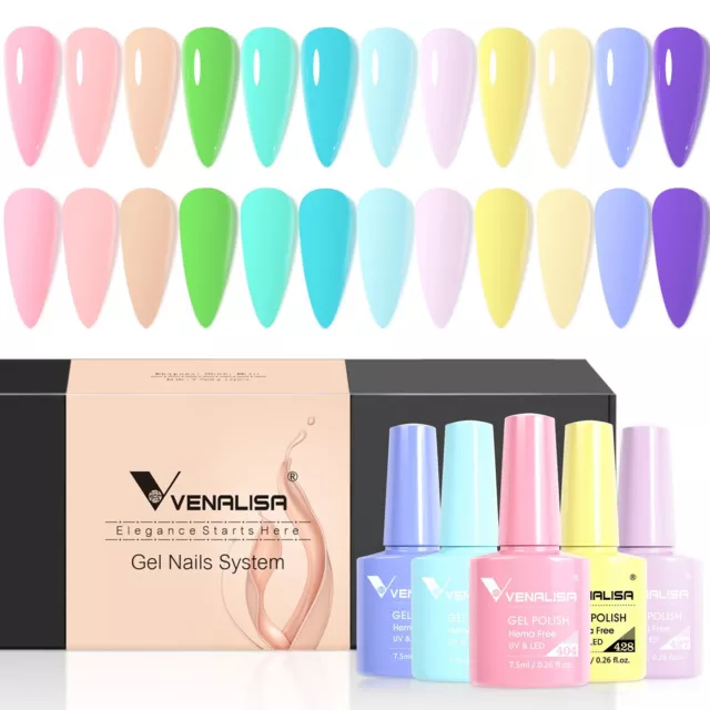 Gel Nail Polish Set 12Pcs Venalisa Soak Off UV LED Acrylic Varnish 7.5ml Kit