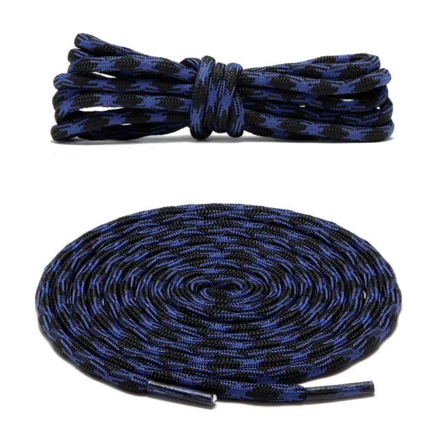 2Pair Wave Blue Black Hiking Work Boot Shoe Laces for 5 6 7 8 9 eyelet Stay Tied