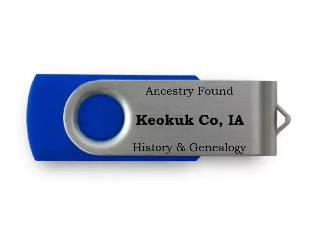 KEOKUK County Co Iowa IA - History & Genealogy Books - USB FLASH DRIVE